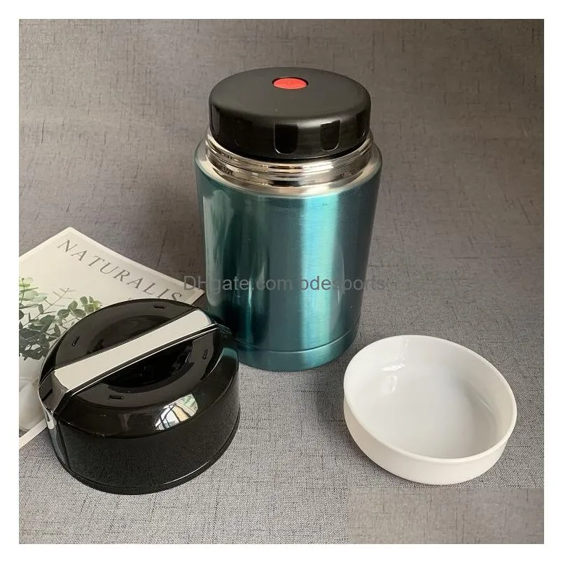 solid color vacuum insulated pot 304 stainless steel student insulated rice potportable retractable outdoor portable lunch bento box