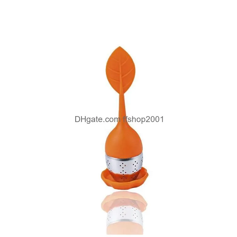 tea infuser food grade leaf shape silicone infuser make tea infuser filer creative stainless steel tea strainers dh0333