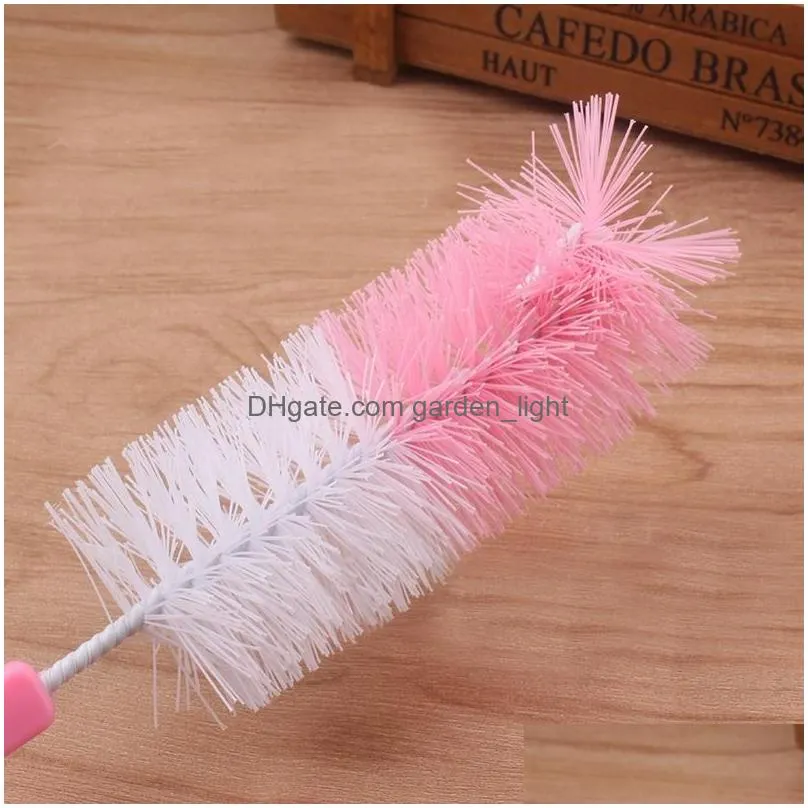 wholesale food grade baby milk bottle cleaning brush with hook mix colors convenient nipple feeding water tee cup brush dh0449