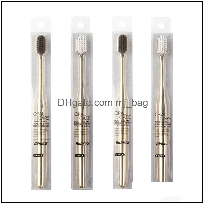 5pcs/lot adult golden handle toothbrush fashion toothbrush soft bristles disposable toothbrush for hotel gift