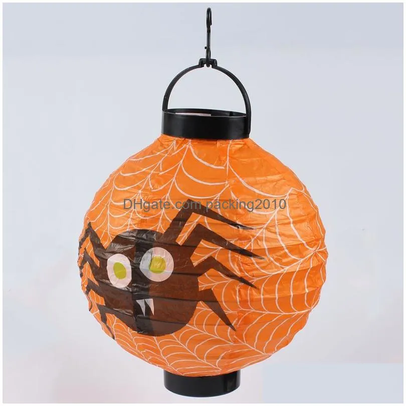 halloween paper lantern spider bat pumpkin led glow lamp lantern foldable hanging chinese lantern halloween party decoration dbc
