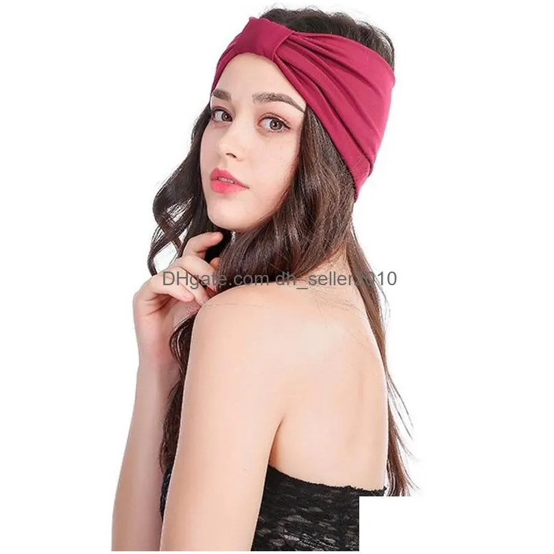 retro fashion wide solid hair bands elastic stretch twisted knotted turban women girl hairdressing accessories tools headbands vt1529