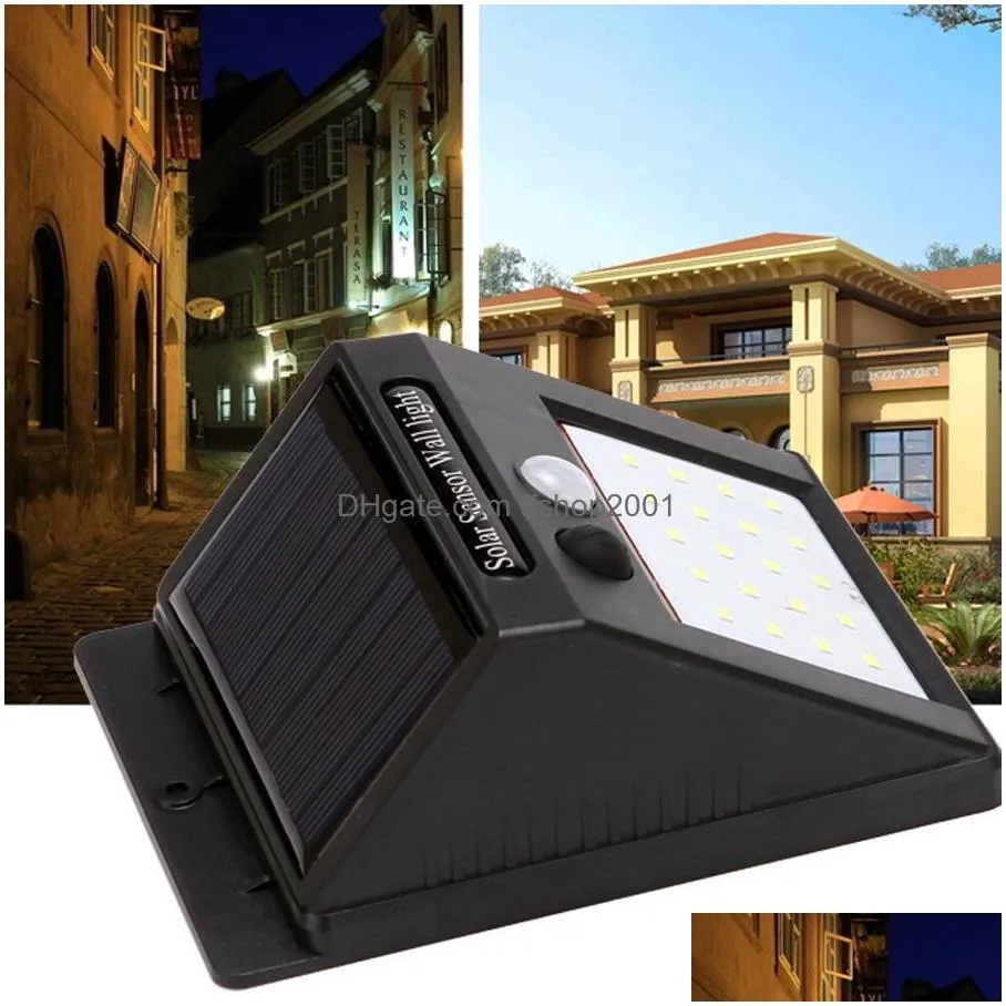 outdoor solar wall hanging 20 led lamps home garden smart motion sensor night security wall lights waterproof road led lamp dh1188