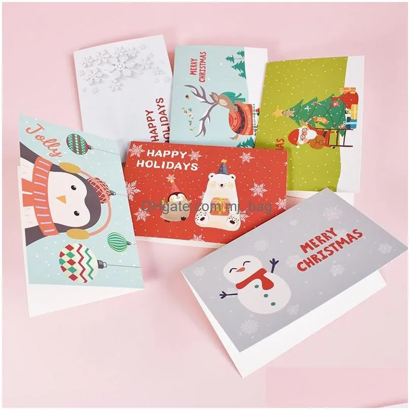 christmas greeting card set cartoon printing creative lovely holiday gift message blessing cards envelope stickers set vt1612