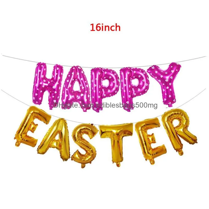 16inch letter aluminum film balloons happy easter letter aluminum foil balloon gold silver easter party decor children gift toy