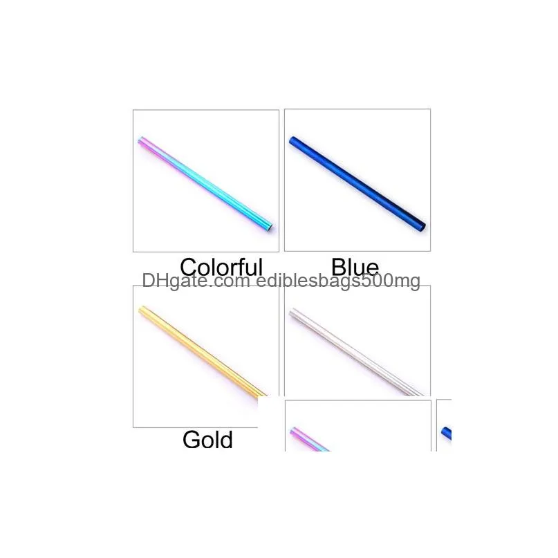 drinking straw stainless steel straight bent reusable straws multisize juice colorful party bar accessorie dh0223