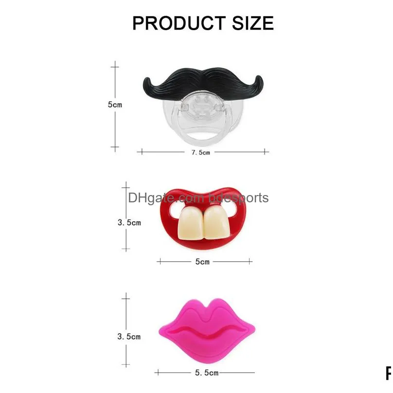 silicone pacifier funny pacifier soother beard teeth red lipsshaped nipple toddler infant kids funny pacifier vtky2062