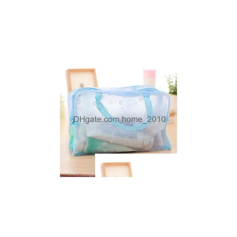 travel portable transparent cosmetic bag waterproof makeup bag wash bag fashion floral cosmetic storage bags organizer bags pouch dbc