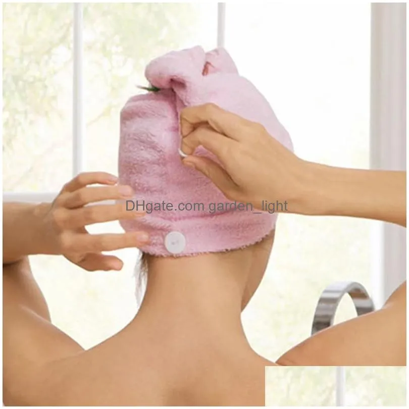 women girl bathroom hair dry hat super absorbent quickdrying superfine fiber bath towel hair dry bath cap salon towel 62x21cm dh0684