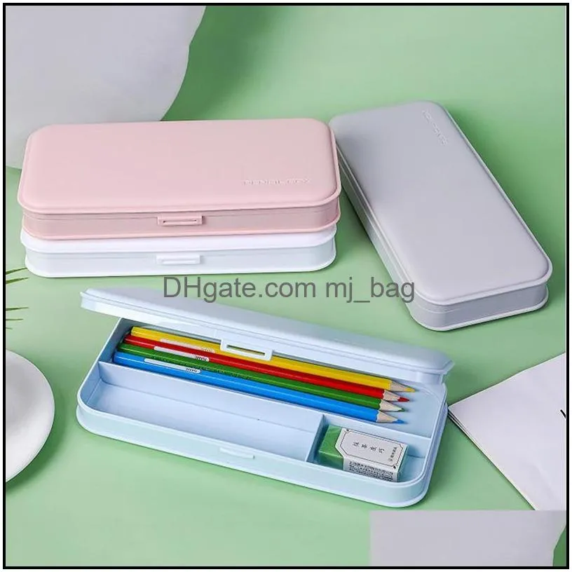 macaron pencil cases for primary school students frosted pp learning stationery pencil box for kids