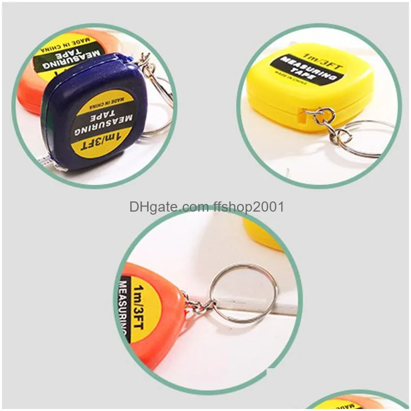 mini 1m tape measure with keychain small steel ruler portable pulling rulers retractable tape measures flexible gauging tools dbc