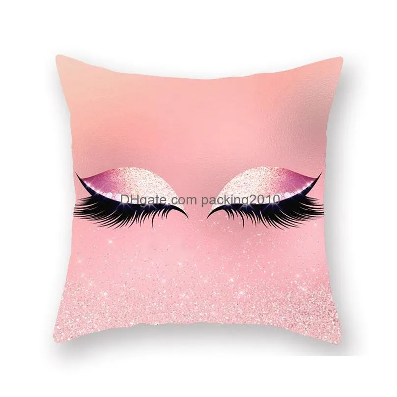 40styles eyelash pillowcase fashion eyes car pillow cover 18x18 pillow case hotel peach skin sofa cushion cover home decoration dbc