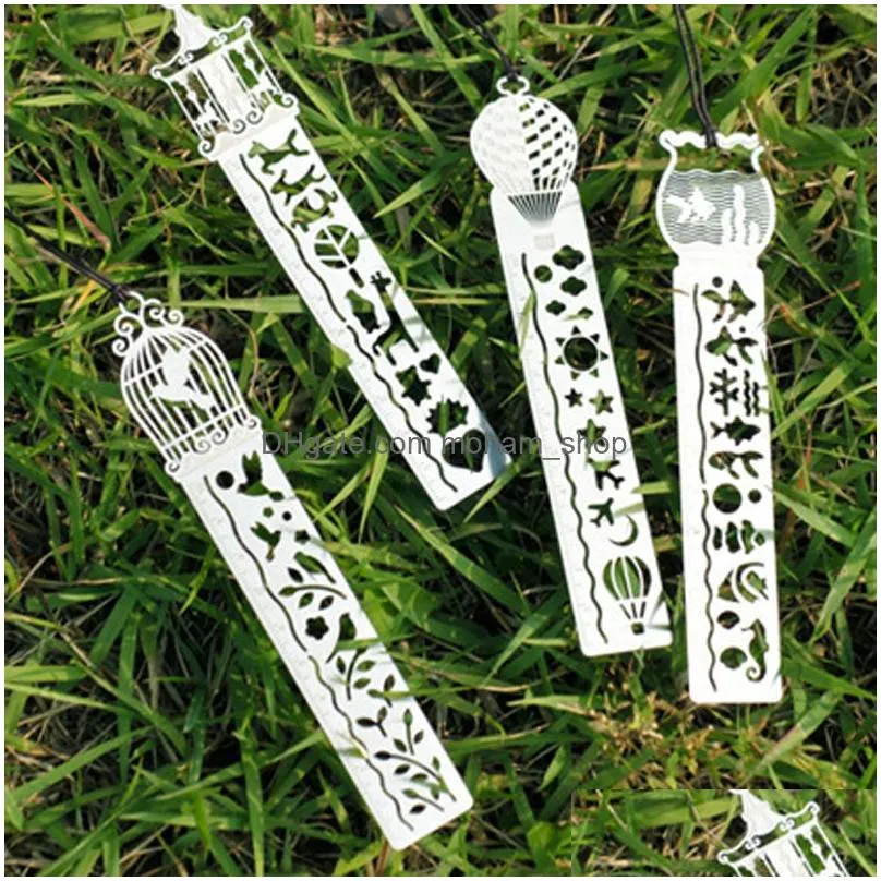 multifunction metal ruler bookmark hollow draw bookmark rulers office school supplies student stationery party kid gift vt1432
