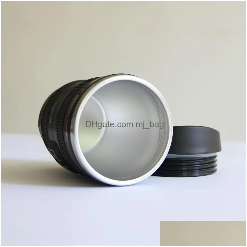 400ml camera mug creative portable stainless steel tumbler travel milk coffee mug novelty camera lens double layer cups vt13481