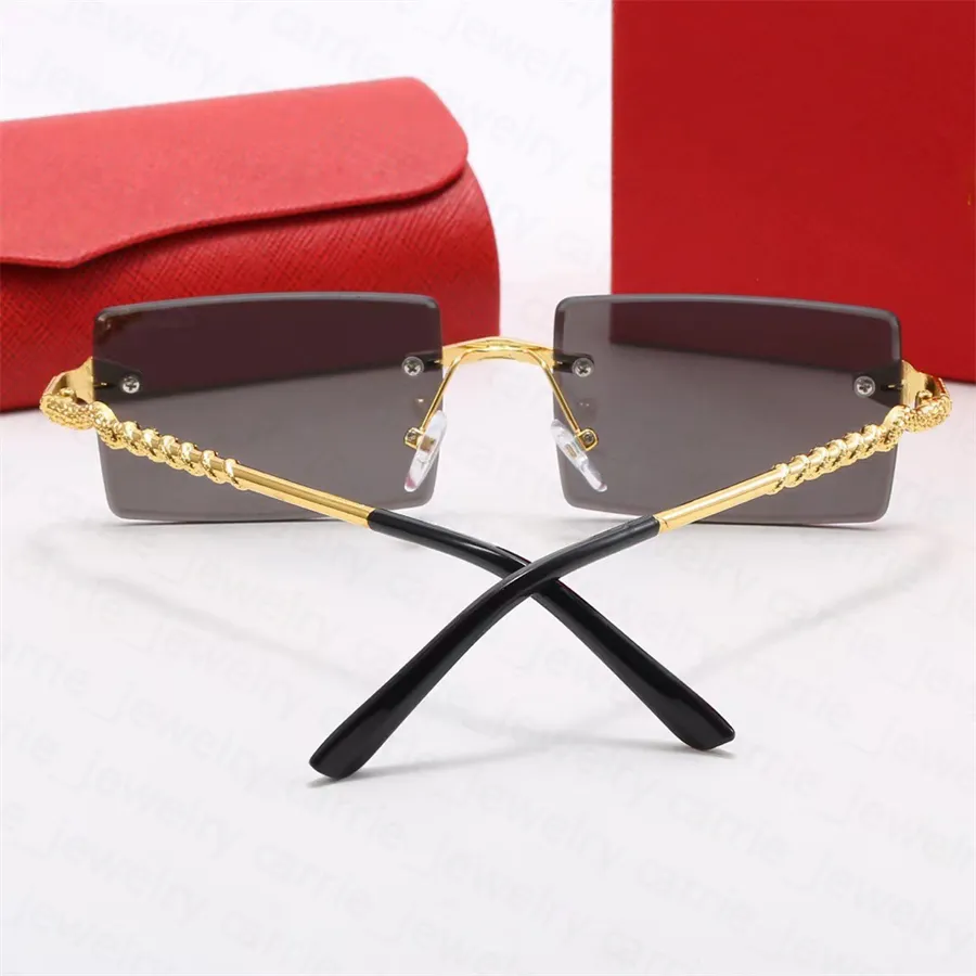 Designer Women Sunglasses Fashion Adumbral Rimless Ornamental Men Metal Square Sun glass Goggle Snake Design 4 Option