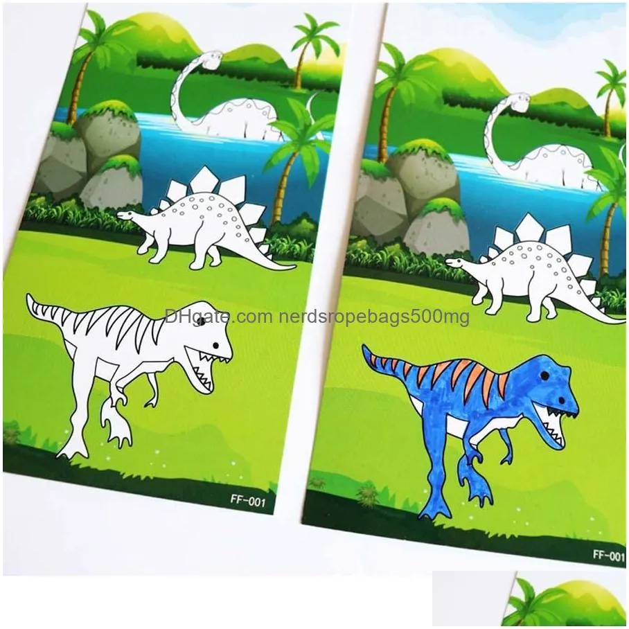 wholesale cartoon cute stickers drawing cartoon food sticker creative kid early education 3d animal painting coloring card dh0949