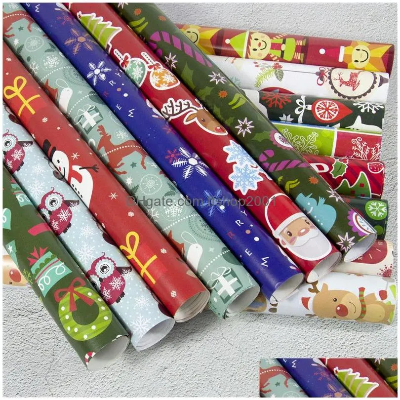 wrapping paper christmas decoration gift box diy package paper cartoon santa claus snowman deer present wrapping paper vt1107