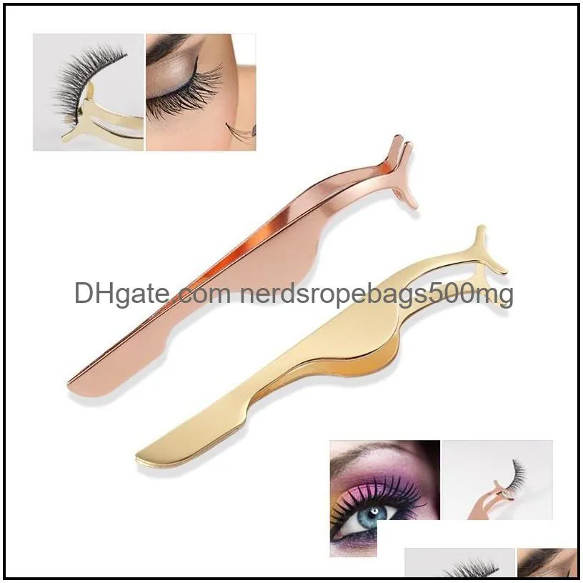 metal false eyelash tweezers fake eye lash applicator eyelash extension curler nipper auxiliary clip clamp makeup tools