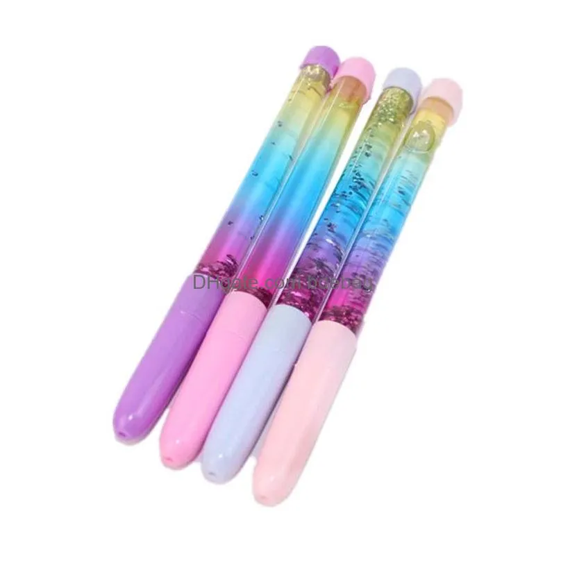 fairy stick ballpoint pen gel pens blue black ink drift sand glitter crystal pen creative rainbow ball pen girls gift vt0329