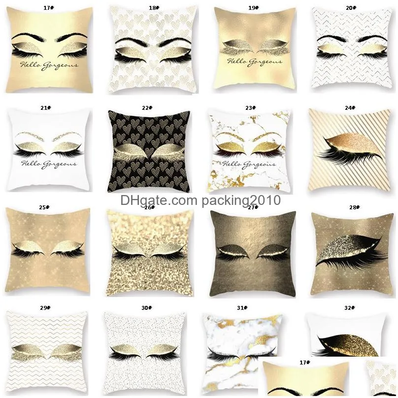 40styles eyelash pillowcase fashion eyes car pillow cover 18x18 pillow case hotel peach skin sofa cushion cover home decoration dbc