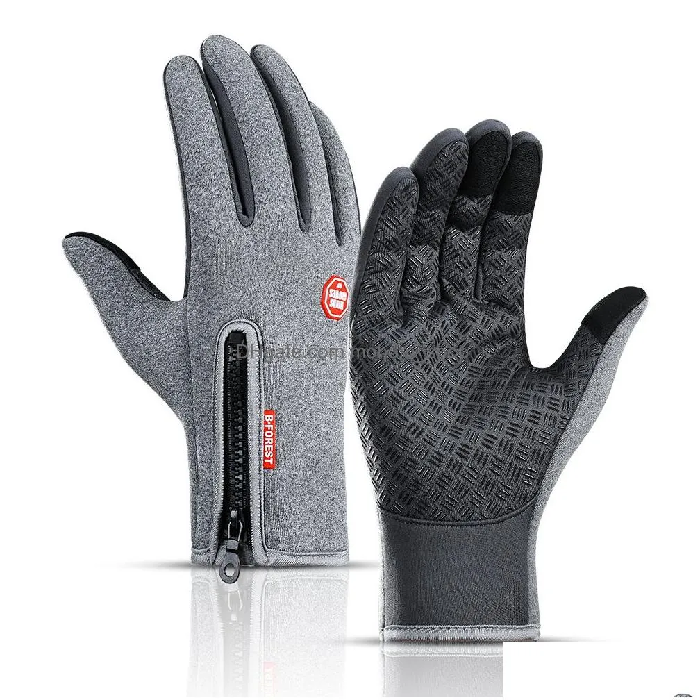 outdoor ski thermal warm gloves unisex velvet touch screen gloves winter riding motorcycle waterproof zipper windproof gloves vt1799