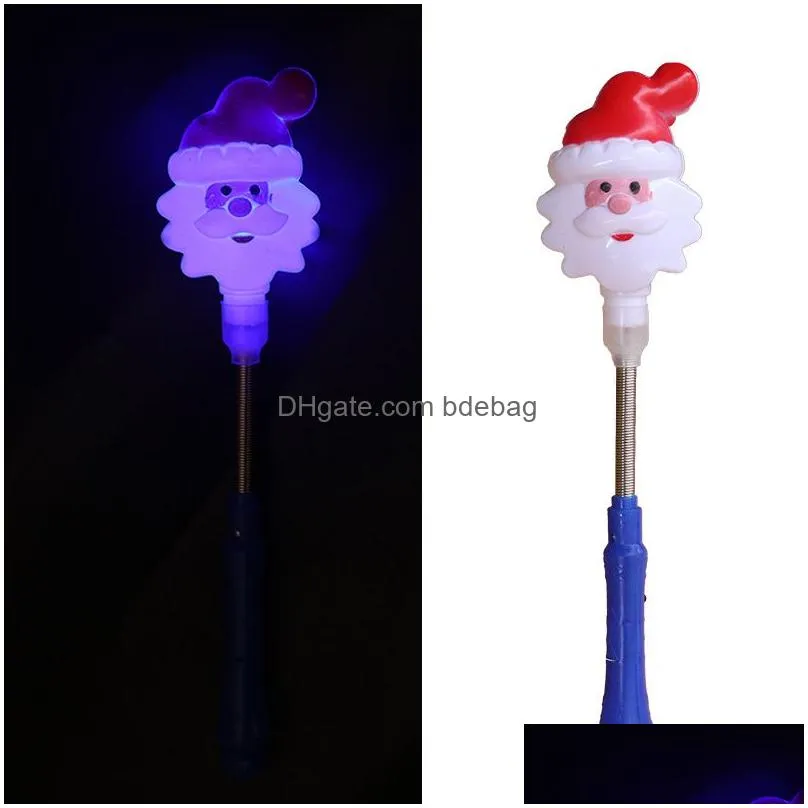 flash christmas toy cartoon christmas glow stick colorful springs magic wand cute santa snowman xmas tree kid toy christmas gift dbc