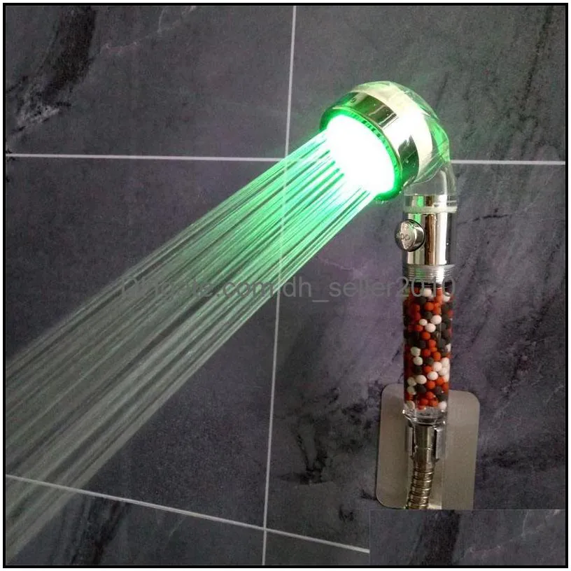 led colors lights changing showers head bath accessory set no battery automatic ionic filter stone rainfall bathroom shower heads