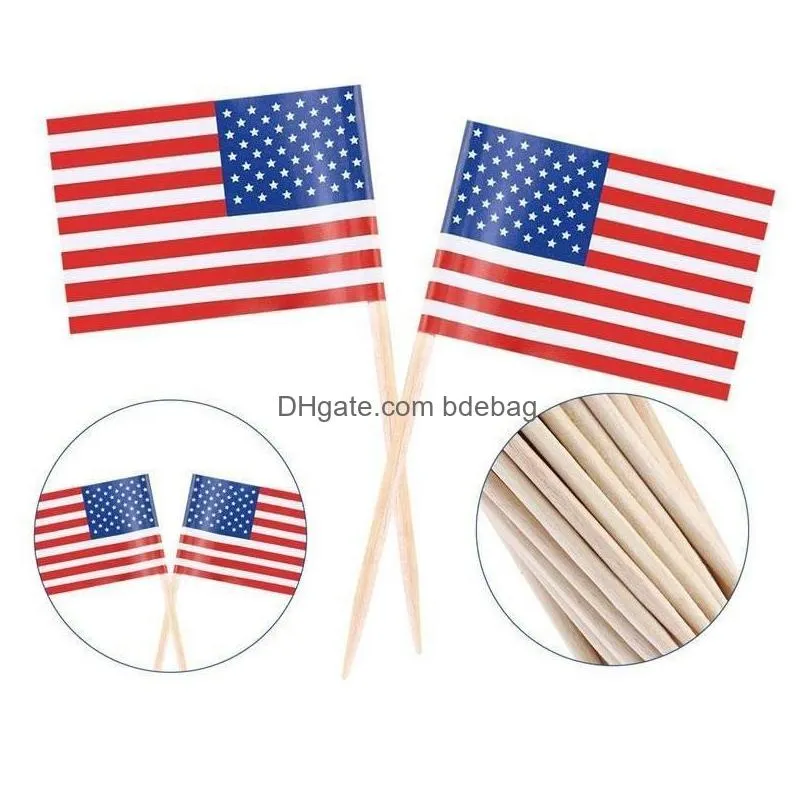 100pcs uk toothpick flag american toothpicks flag cupcake toppers baking cake decor drink beer stick party decoration supplies dh1214