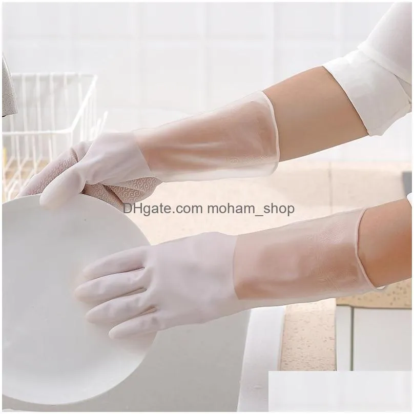 waterproof dishwashing gloves kitchen durable cleaning housework chores dishwashing gloves white nonslip plastic household gloves