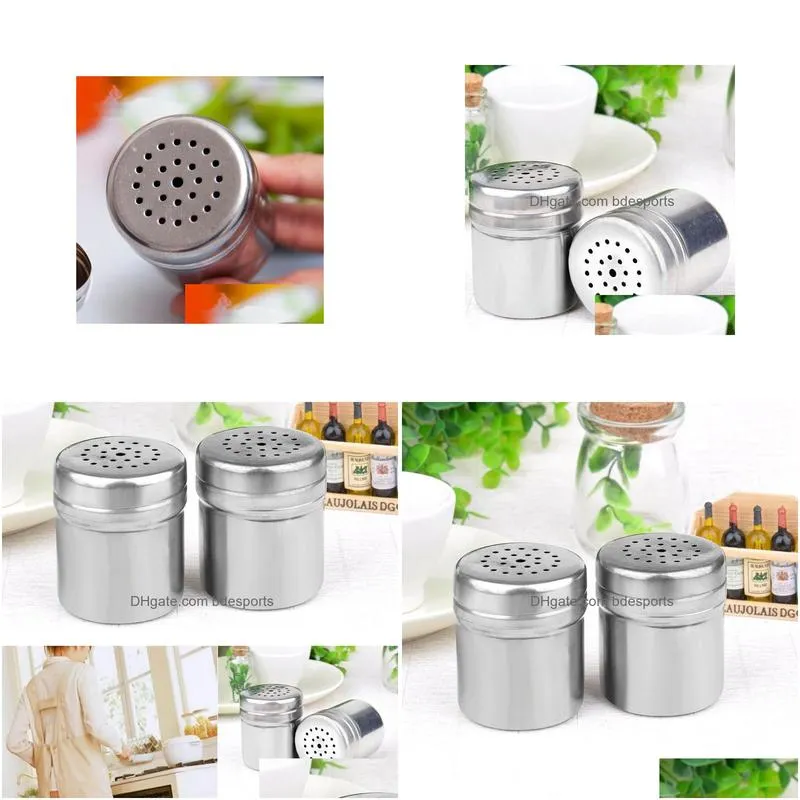 stainless steel seasoning bottle condiment shakers kitchen container bbq pepper powder tool spice powder sprinkling pot vt0080