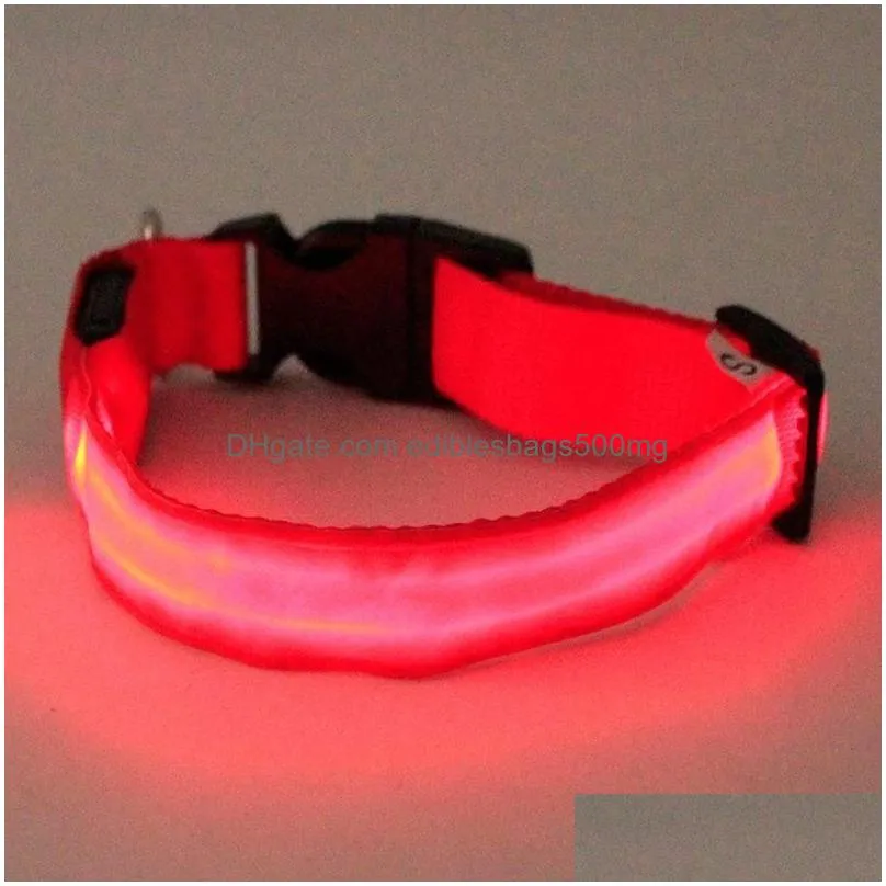 4 colors cat dog pet colorful light flashing safety adjustable collar solid color led reflective dog antilost collar led dh0272