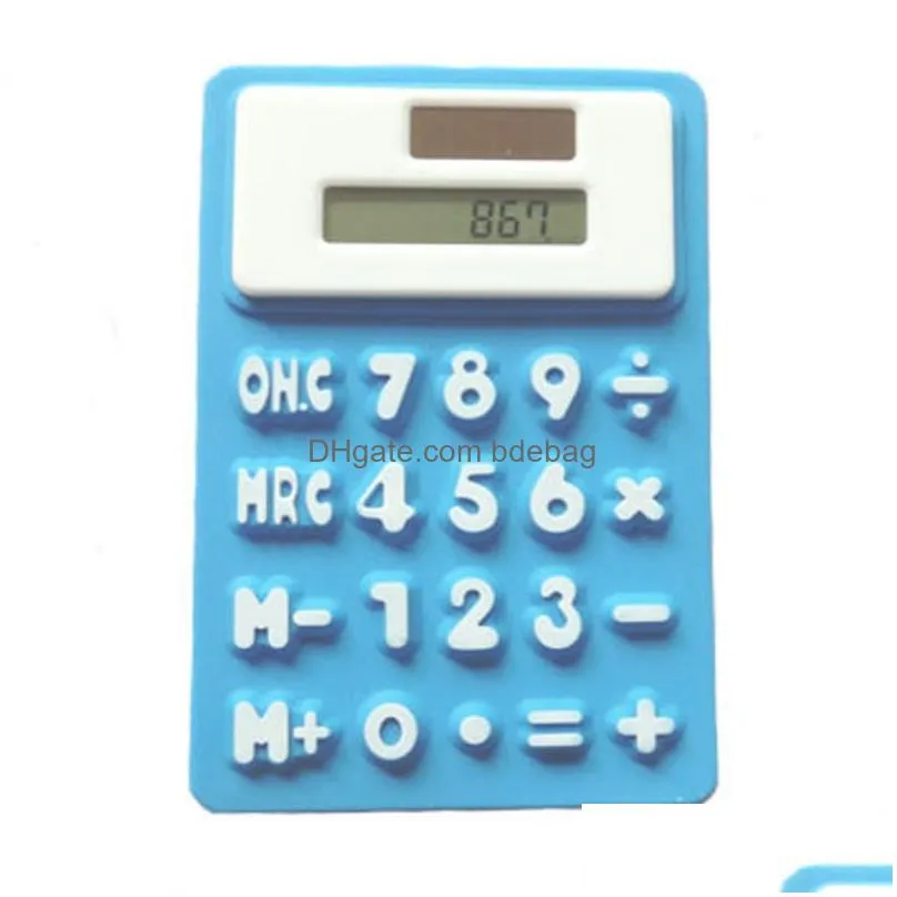 mini calculator foldable silicone calculator solar energy creative magnetic student card calculadora school office tool vt0210