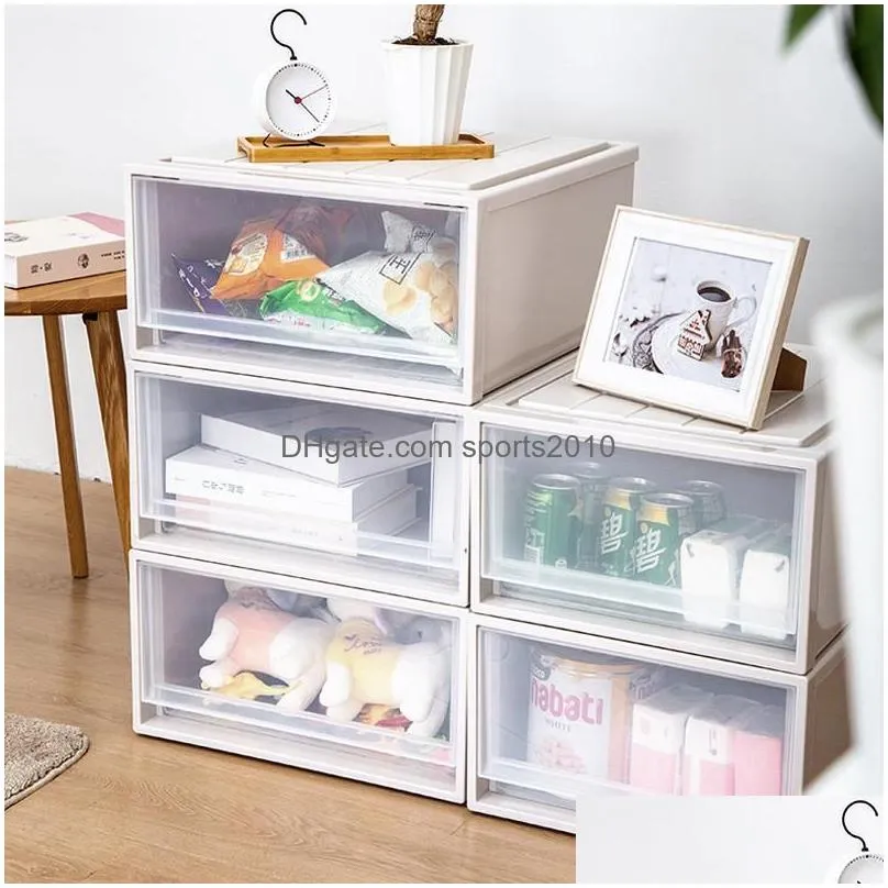 plastic storage box organizer home bedroom large capacity grocery organizer thicken drawer portable stackable file storage cabinet