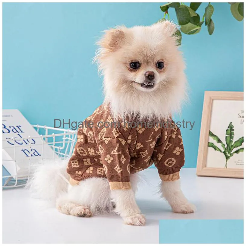 warm dog sweater brands dog apparel with classic jacquard letter pattern designer pet clothes for small medium dogs cat sweaters lightweight pets clothing coat s