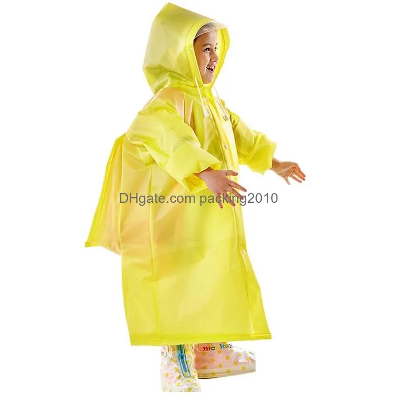 fashion school bag hooded raincoat eva raincoats children poncho kids rainwear travel rain coat 5 colors waterproof rain wear dh0737