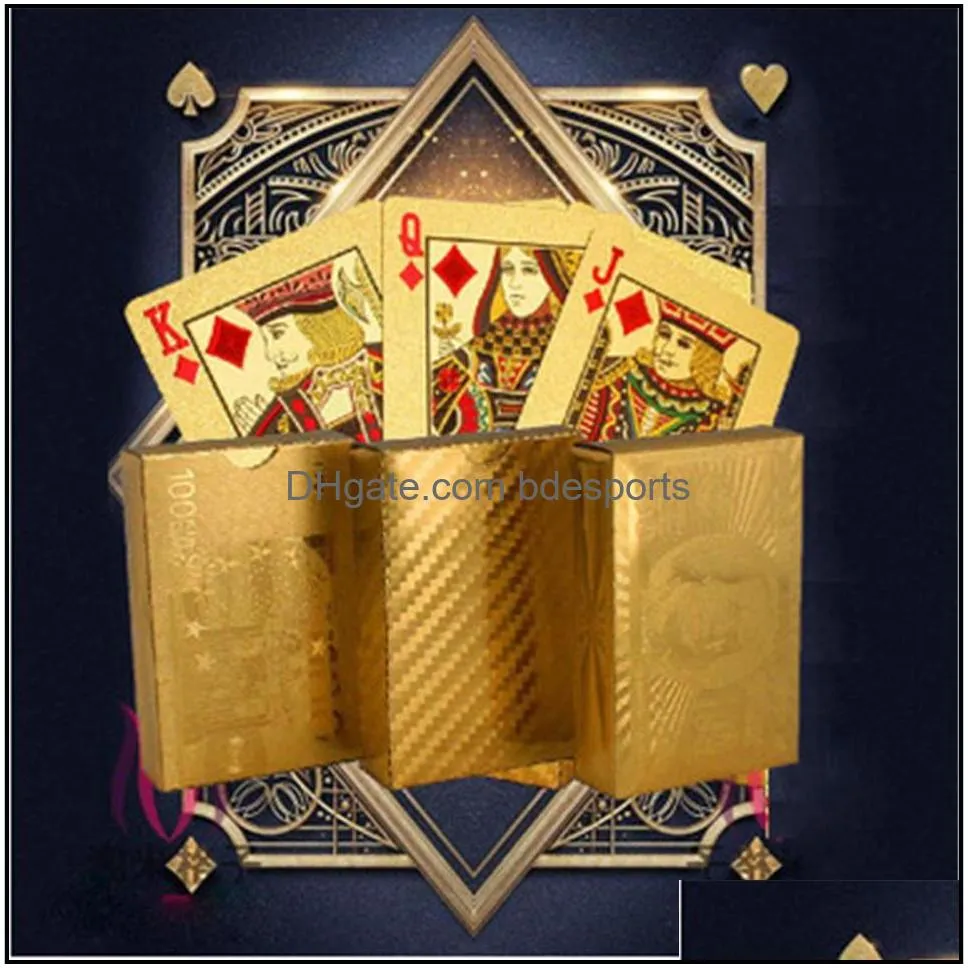 poker card gold foil dollar playing cards waterproof gold plated euro poker table games for gift collection