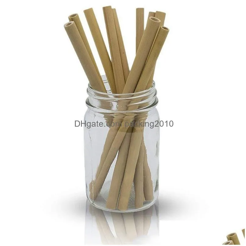 12pcs/set bamboo drinking straws reusable ecofriendly party kitchen add clean brush for drinking tools wholesale bamboo straw set