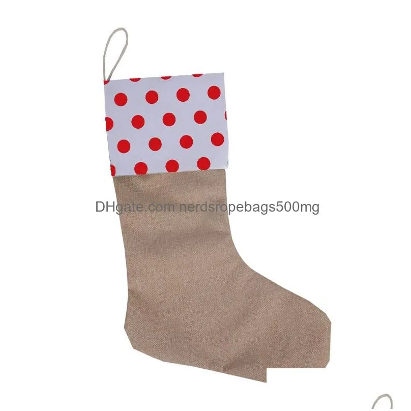 12x18inch christmas stocking gift bags decorations canvas socks stocking christmas tree decoration socks xmas stockings 7styles vt1737