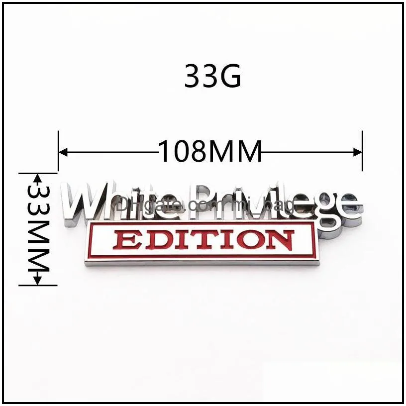 zinc alloy white privilege edition car sticker decoration badge emblems