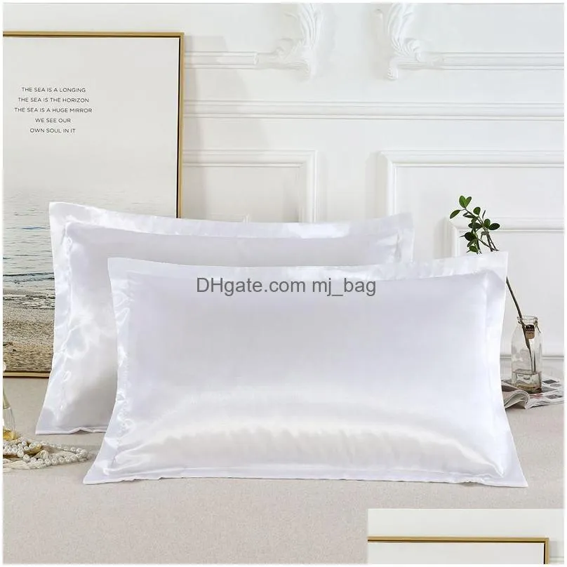 simulation silk solid pillow cover comfortable soft pillowcases bedroom luxury cool silk smooth cool solid color single pillow case