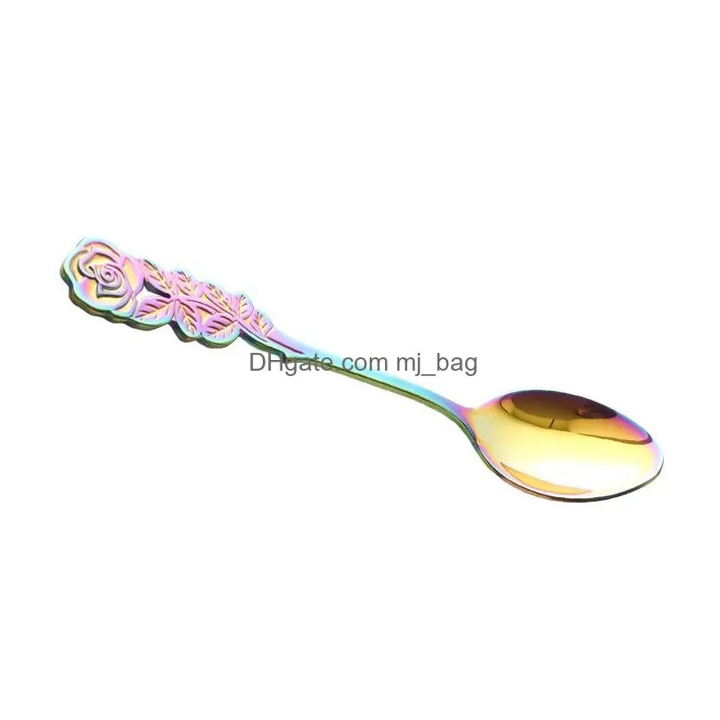 stainless steel soup spoon goldplated coffee tea dessert meal spoon fruit stir spoon kitchen dinnerware tableware customized vt1564