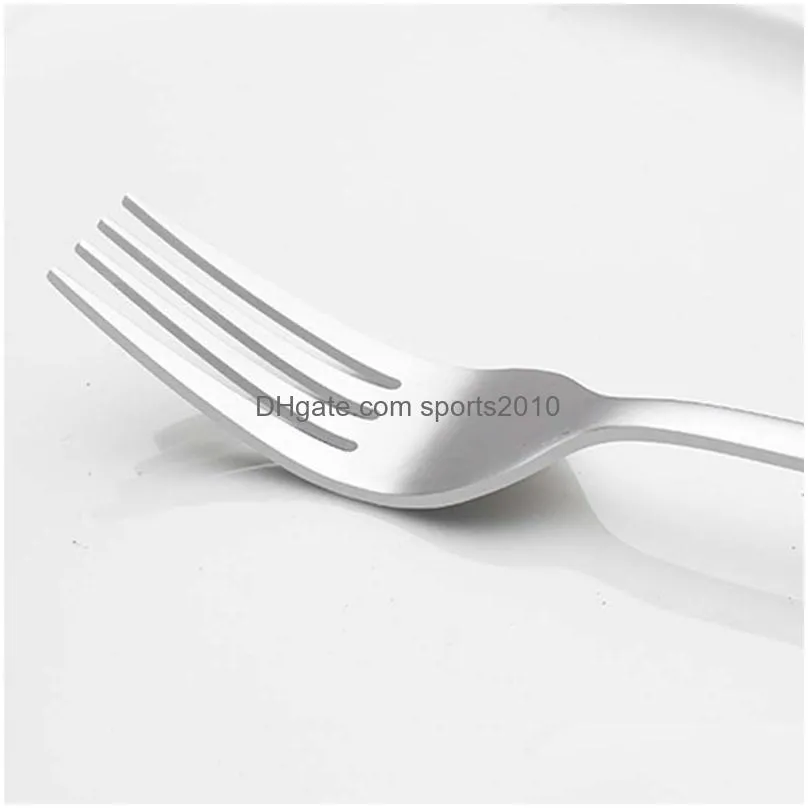 3pcs/set round oval spoon stainless steel silver flatware fork scoop set dessert forks coffee teaspoon travel dinnerware set vt1535