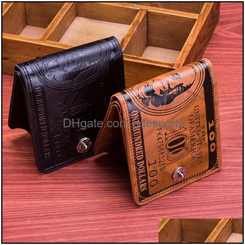 retro men wallets dollar figure pattern credit wallet men clutch pu money clip long male purse for coins multi pocket