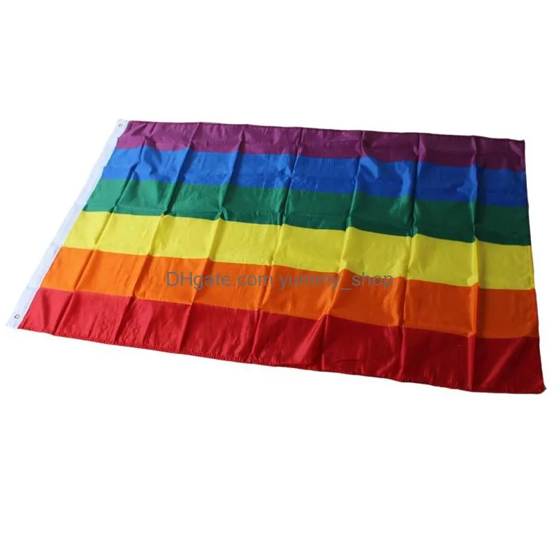 rainbow flag banner 3x5ft 90x150cm gay pride flag polyester banner colorful rainbow lgbt flag lesbian parade flags decoration dbc