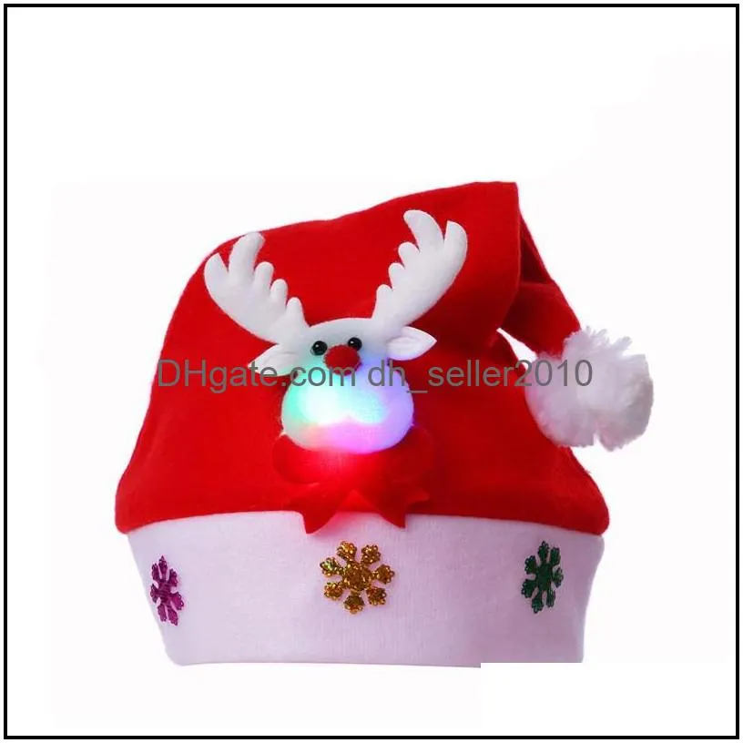 christmas hats merry christmas adult kid led light up cap santa claus snowman elk children hat xmas gift