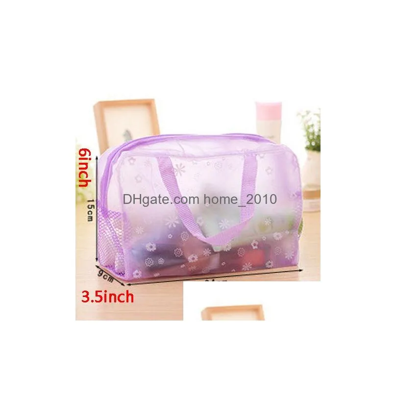 travel portable transparent cosmetic bag waterproof makeup bag wash bag fashion floral cosmetic storage bags organizer bags pouch dbc