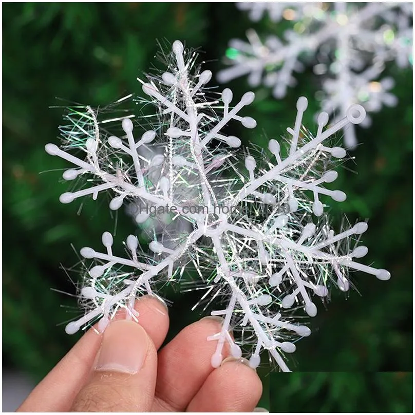 3pcs/lot christmas decoration snowflake christmas tree ornament plastic snow flake artificial snowflake decoration party supplies dbc