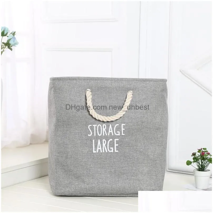 waterproof laundry storage baskets box folding portable cotton linen foldable storage bag cloth toy snack storage box dh06561