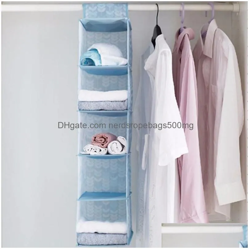 wholesale 5 layers scarf hat clothes folding hanging bag underwear closet organizer oxford cloth wardrobe clothing storage bag dh0631