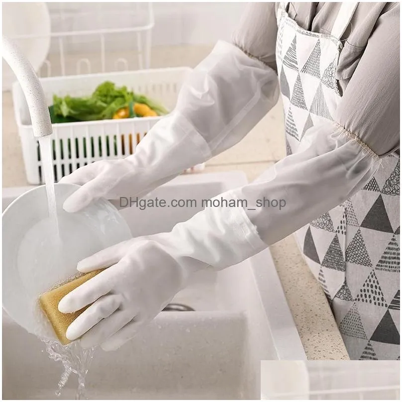 waterproof dishwashing gloves kitchen durable cleaning housework chores dishwashing gloves white nonslip plastic household gloves